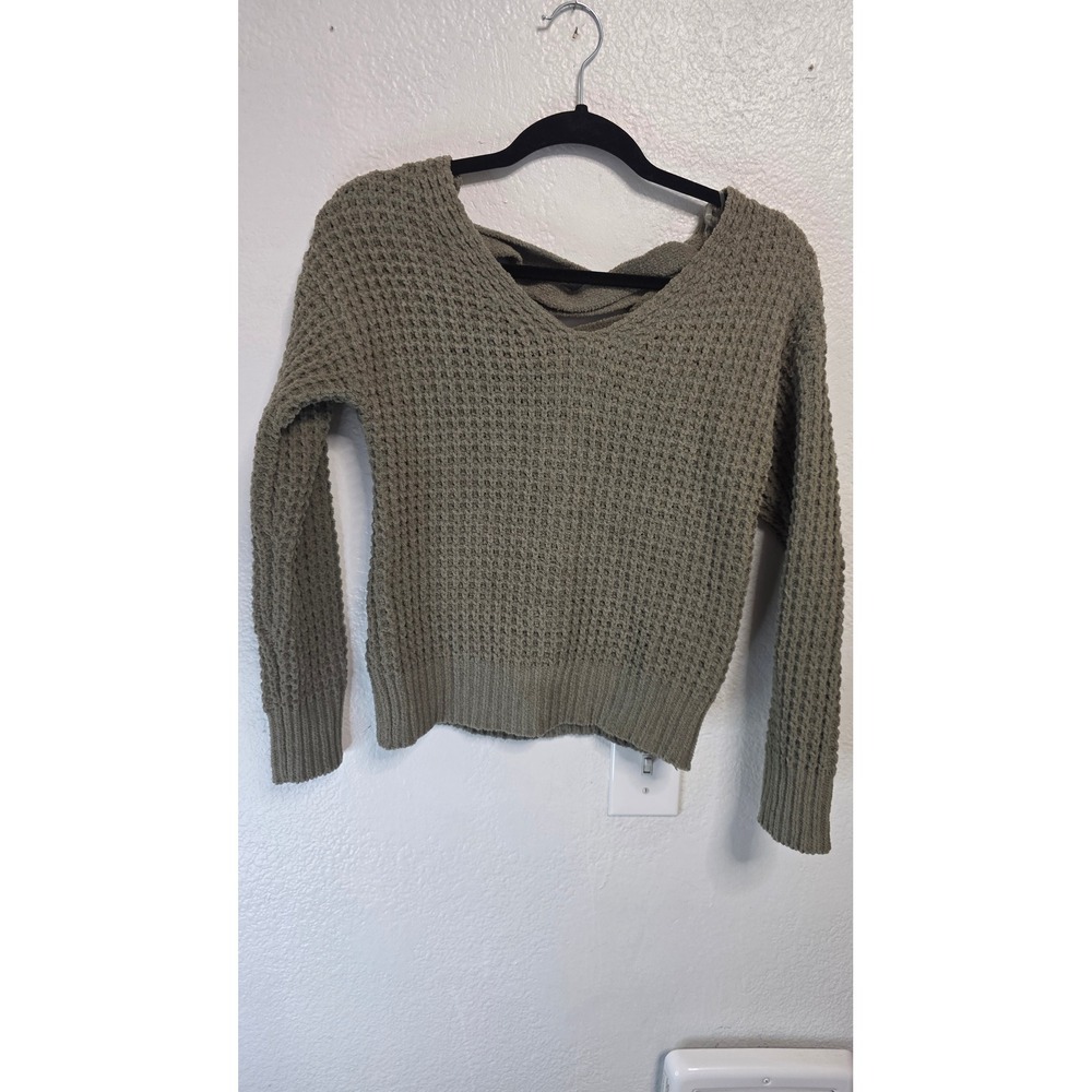 Moral Fiber Waffle Knit Sweater Womens Small Sage Green New With Tags